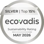 Médaille d'argent Ecovadis - mai 2026 - top 15% des entreprises évaluées sur des critères RSE